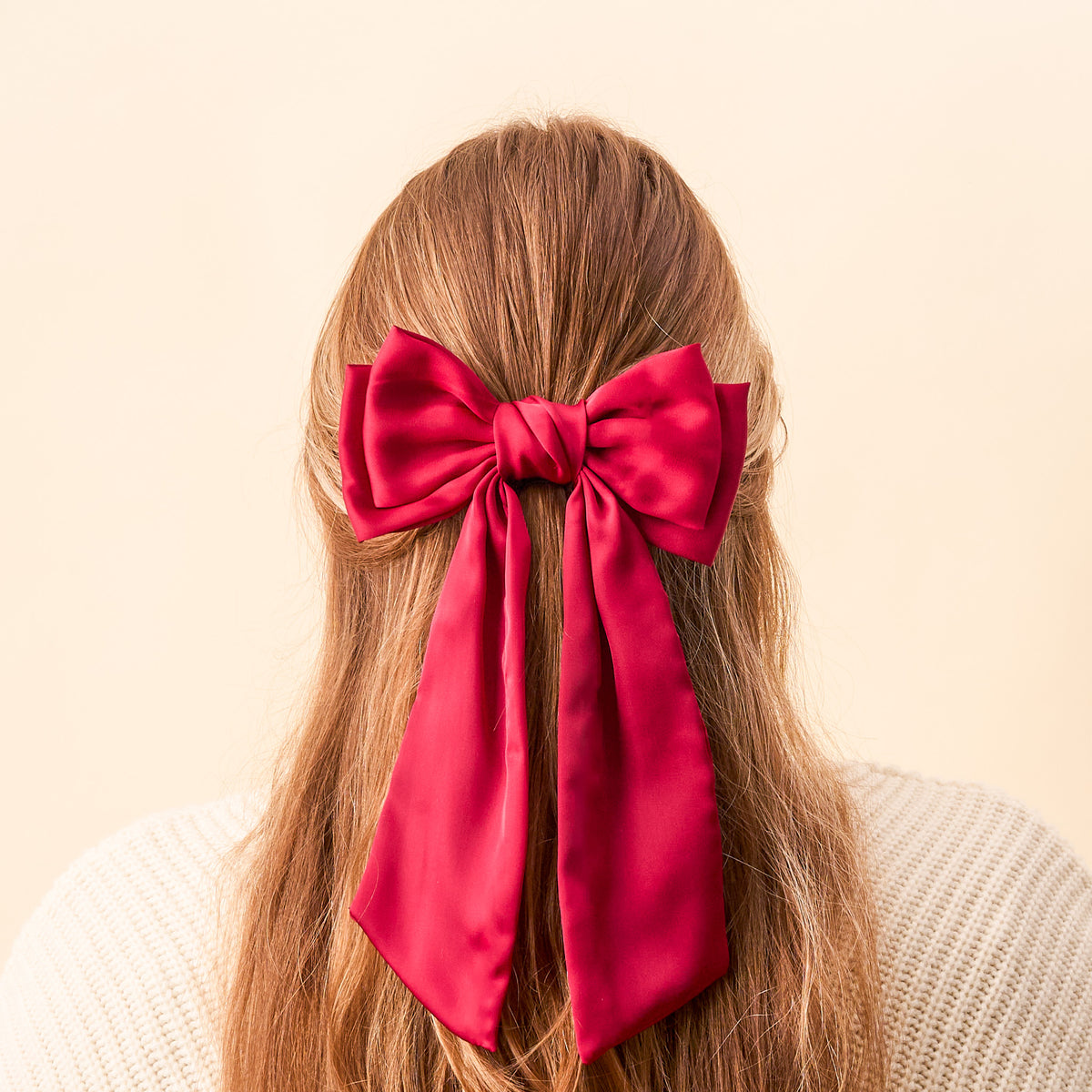 Dark Red Satin Hair Bow