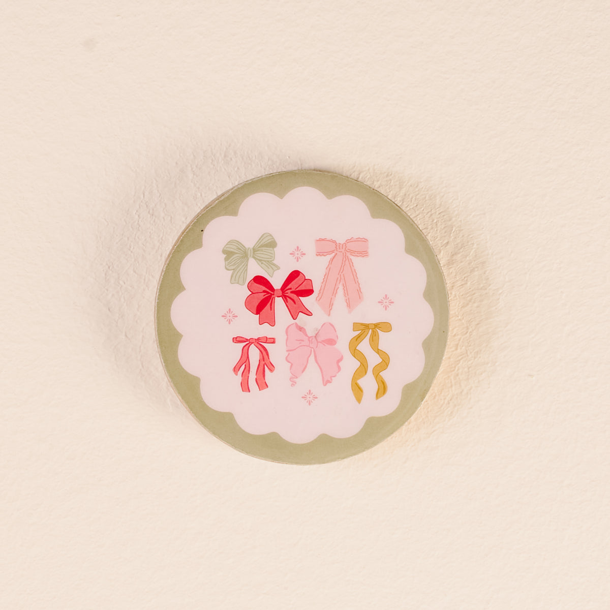 Bow Affair Wood Enamel Coaster