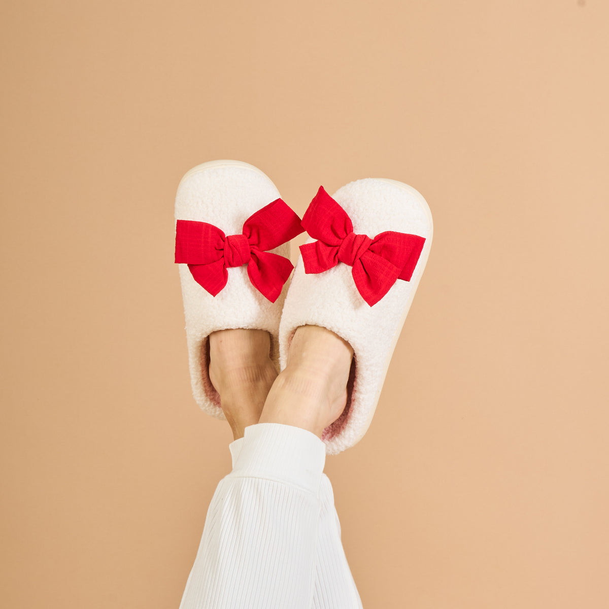 Betty Bow Red Fuzzy Slippers