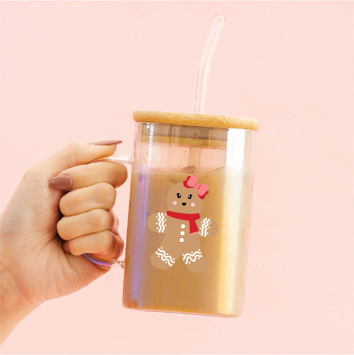 Girly Gingerbread Square Glass Cup