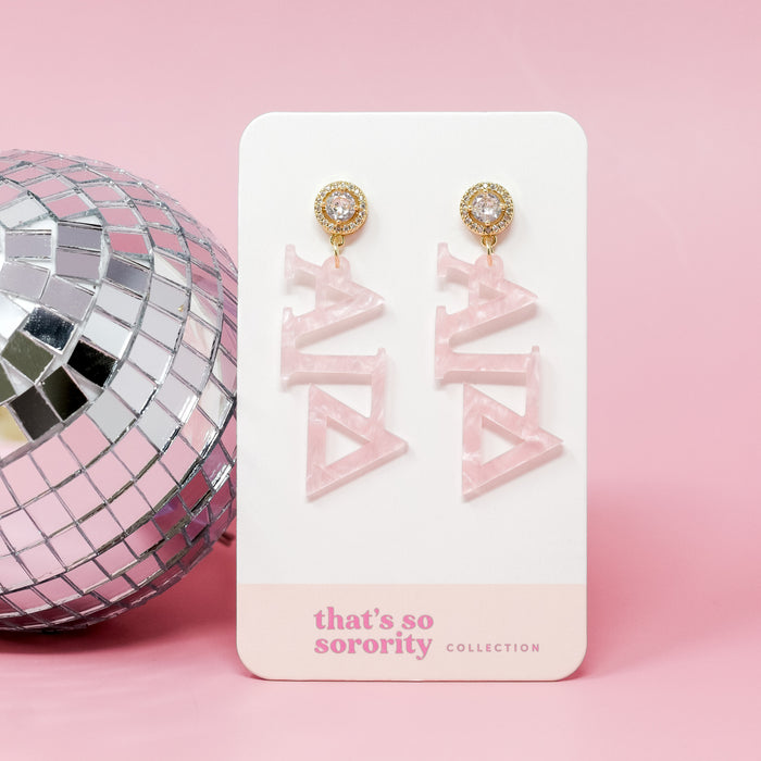 Alpha Gamma Delta Letter Pink Acrylic Earrings