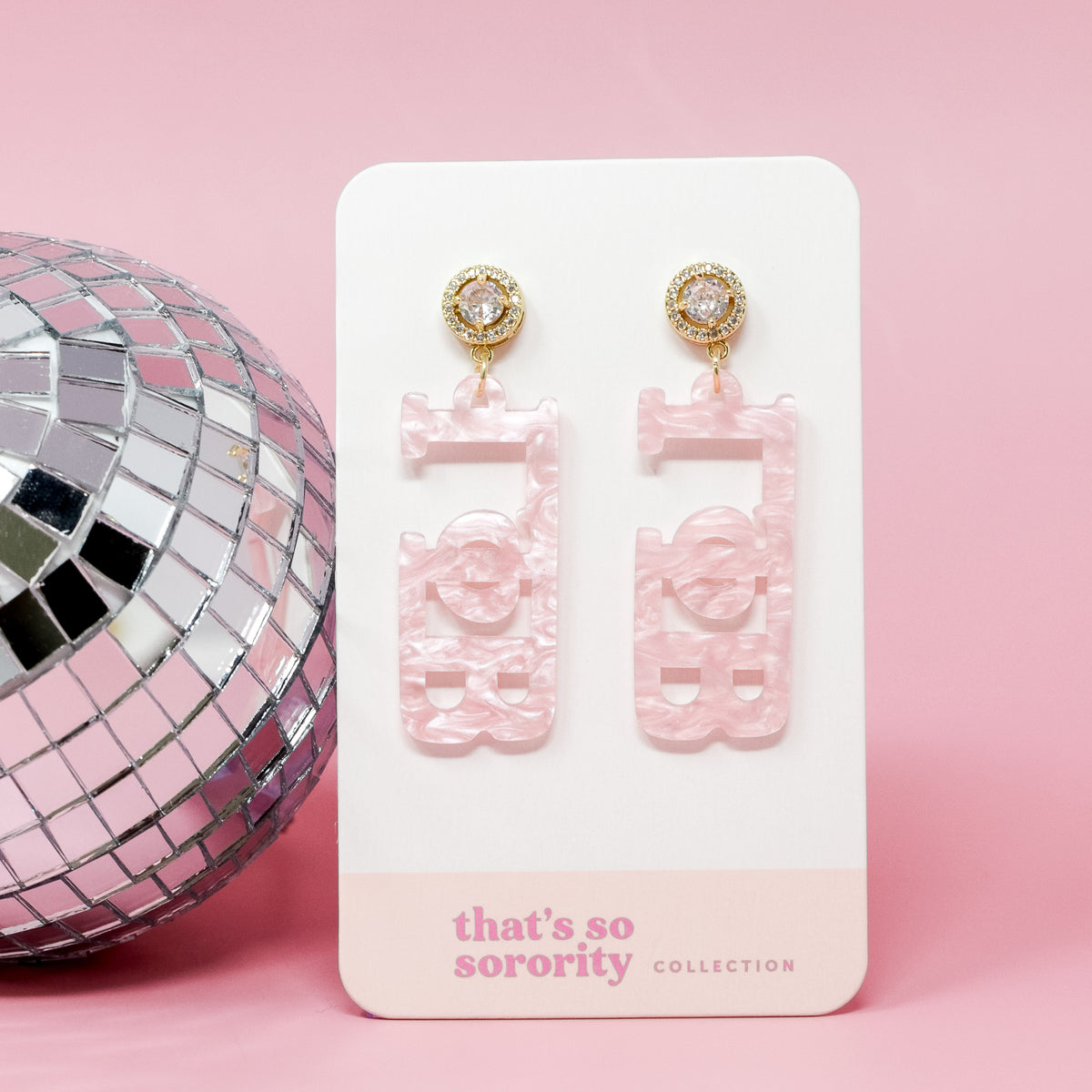 Gamma Phi Beta Letter Pink Acrylic Earrings