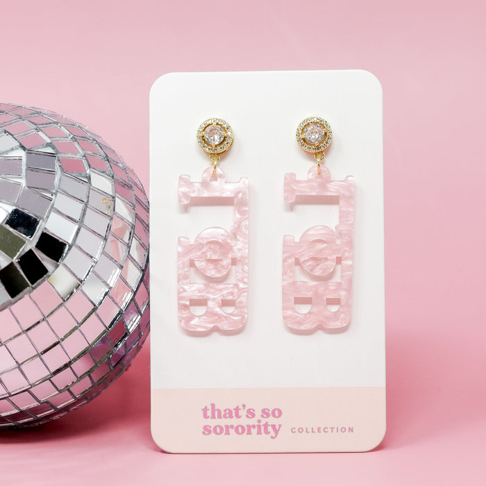 Gamma Phi Beta Letter Pink Acrylic Earrings
