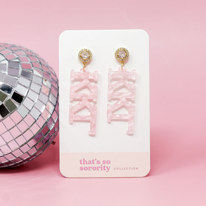Kappa Kappa Gamma Letter Pink Acrylic Earrings