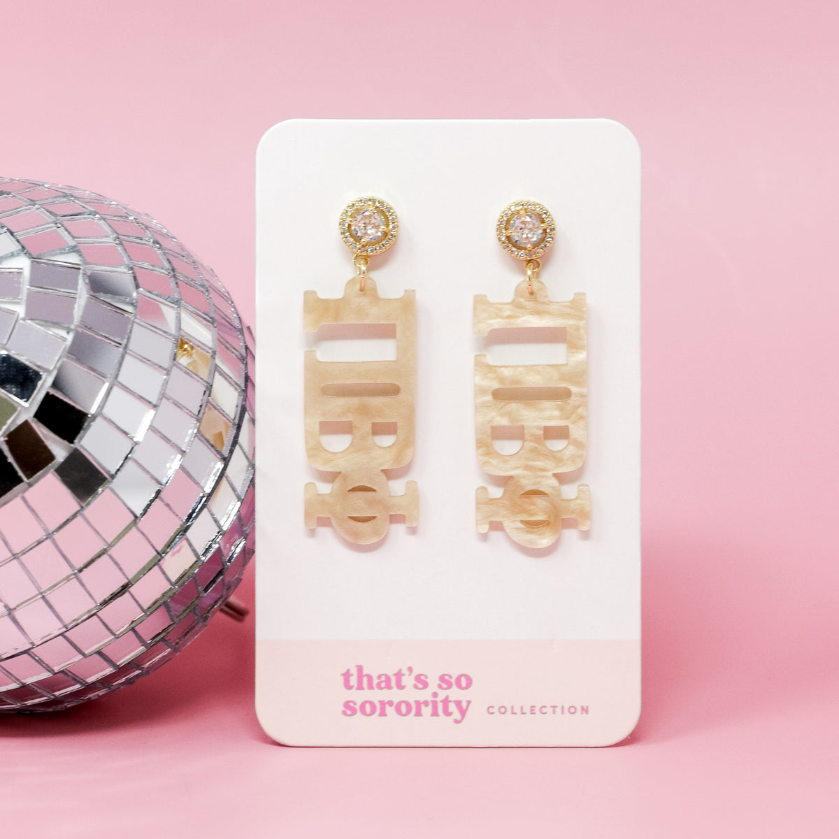 Pi Beta Phi Letter Gold Acrylic Earrings
