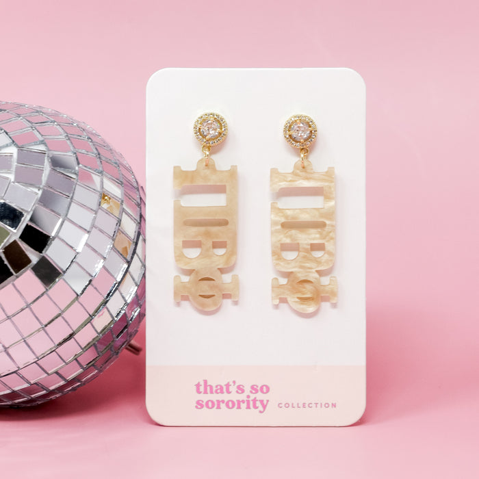 Pi Beta Phi Letter Gold Acrylic Earrings