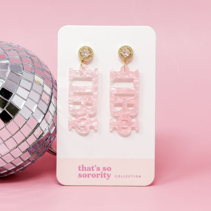 Pi Beta Phi Letter Pink Acrylic Earrings