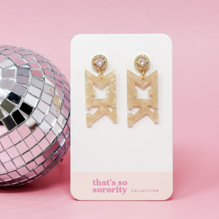 Sigma Kappa Letter Gold Acrylic Earrings