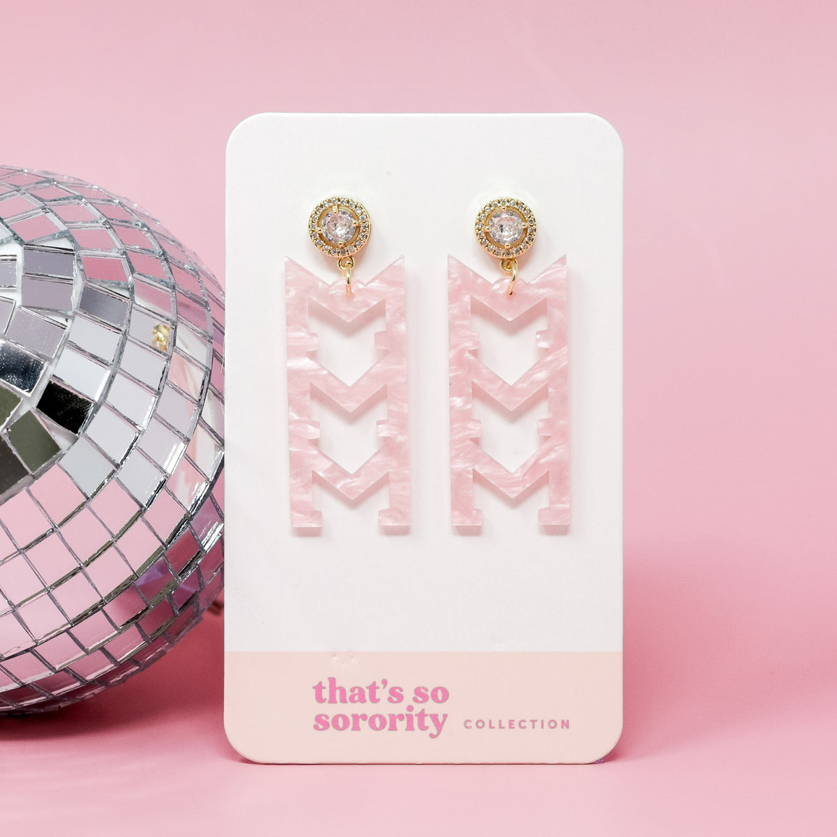 Sigma Sigma Sigma Letter Pink Acrylic Earrings
