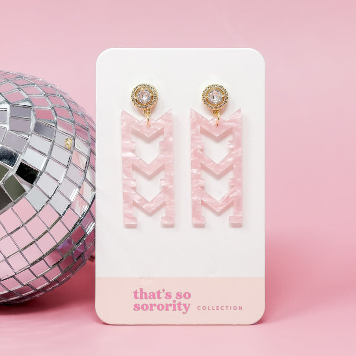 Sigma Sigma Sigma Letter Pink Acrylic Earrings