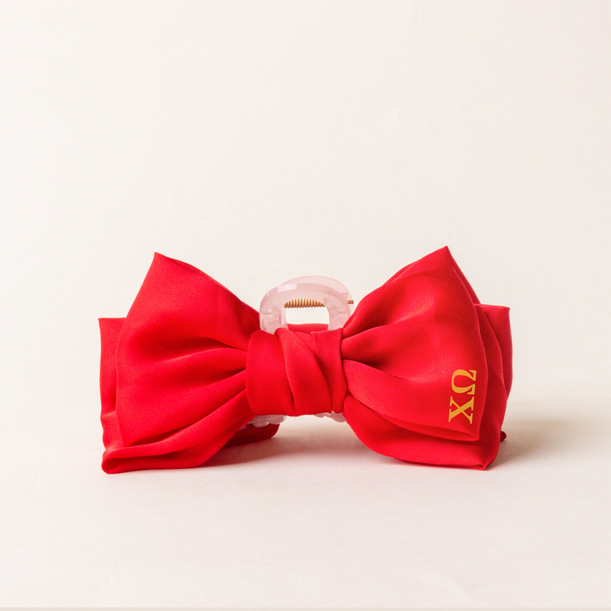 Chi Omega Satin Bow Claw Clip