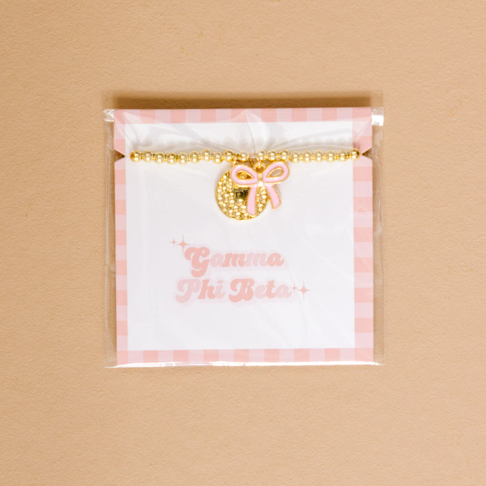 Gamma Phi Beta Bow Gold Charm Bracelet