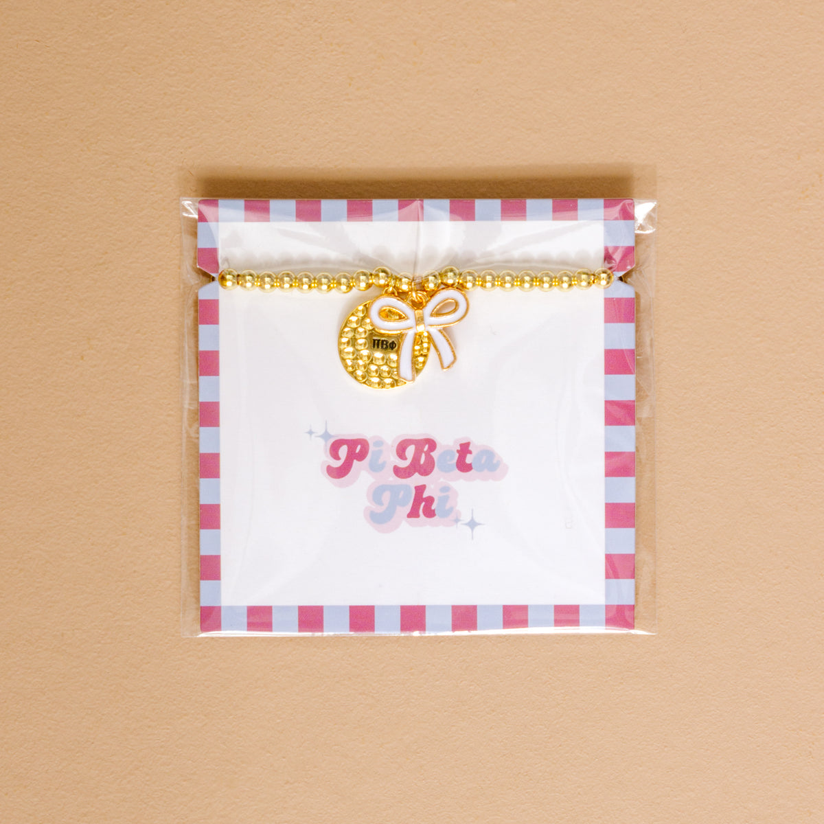 Pi Beta Phi Bow Gold Charm Bracelet
