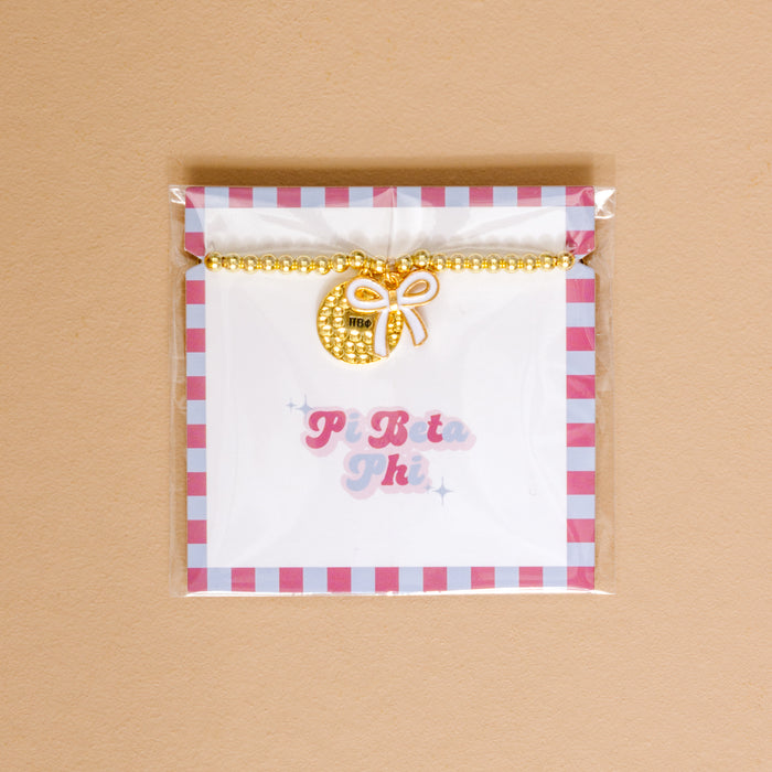 Pi Beta Phi Bow Gold Charm Bracelet