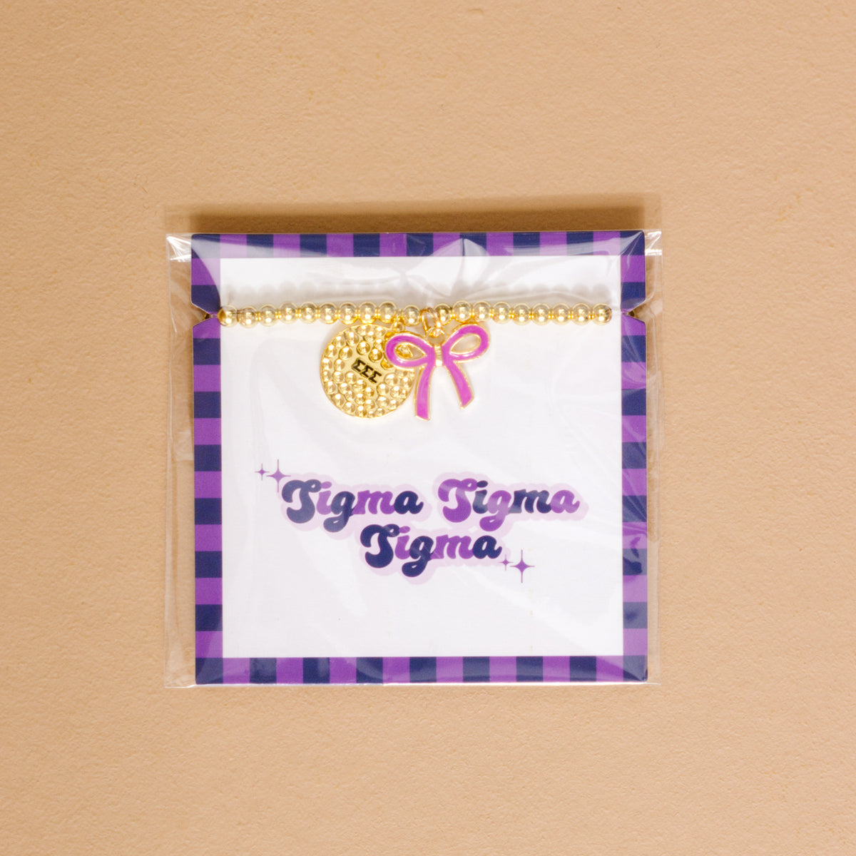 Sigma Sigma Sigma Bow Gold Charm Bracelet