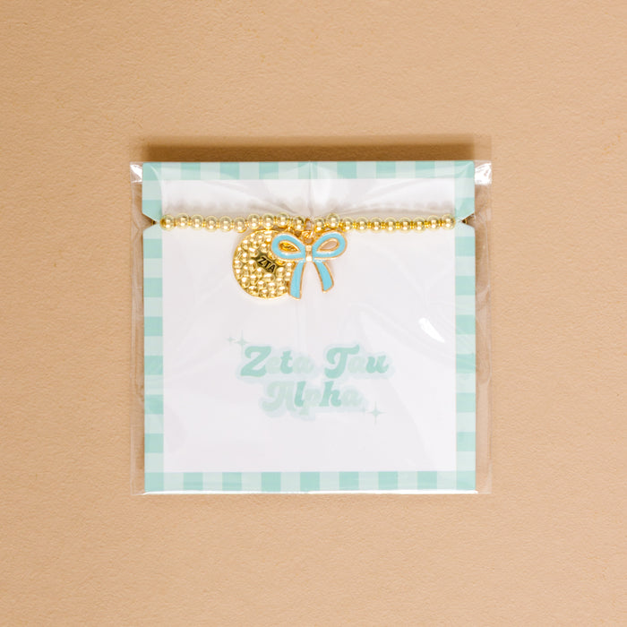 Zeta Tau Alpha Bow Gold Charm Bracelet