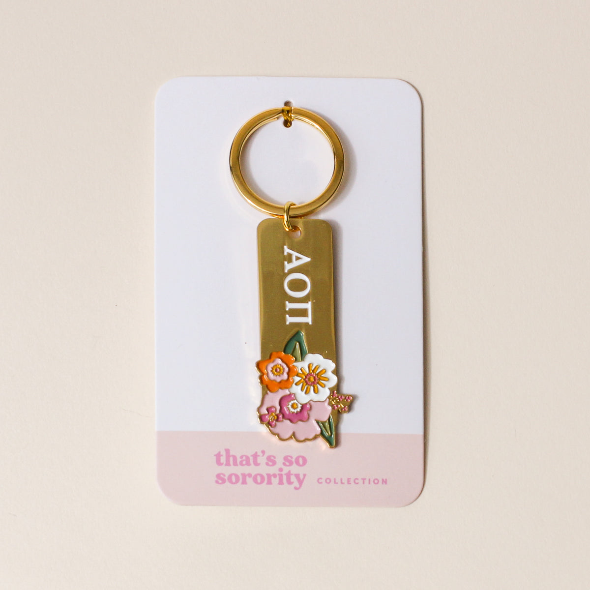 Alpha Omicron Pi Enamel Keychain