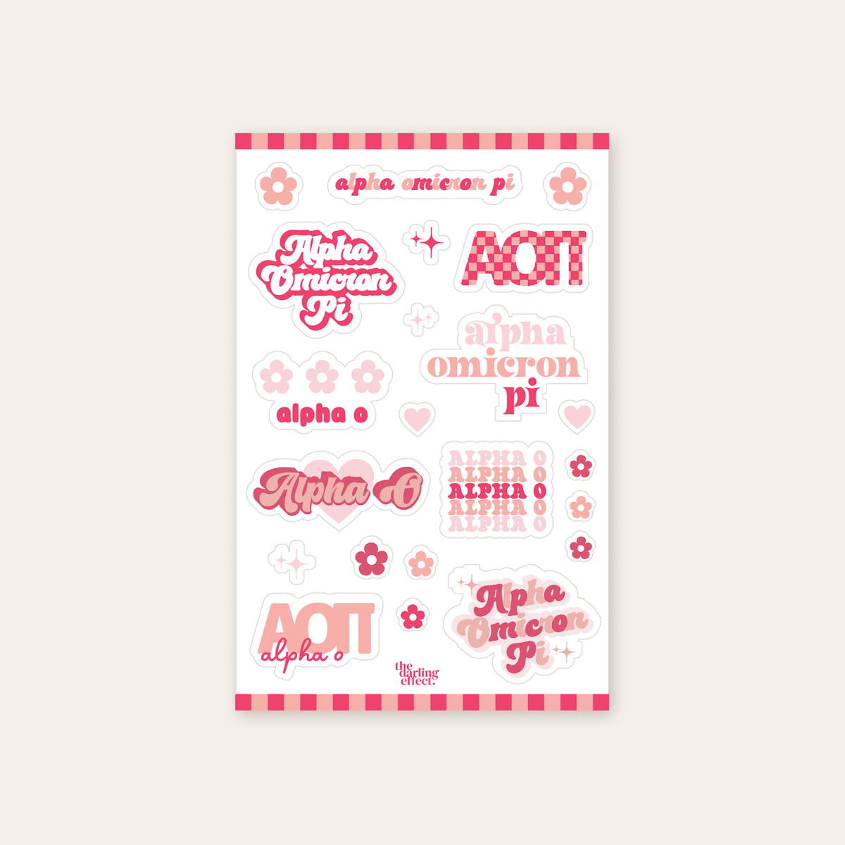 Alpha Omicron Pi Sticker Sheet