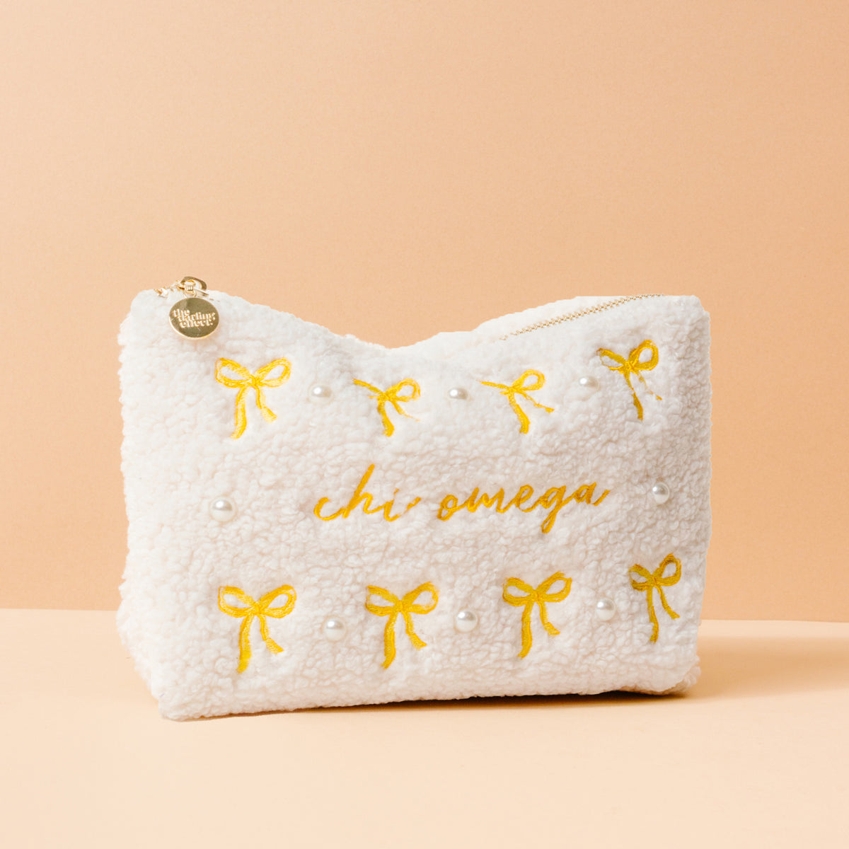 Chi Omega Bows & Pearls Teddy Pouch