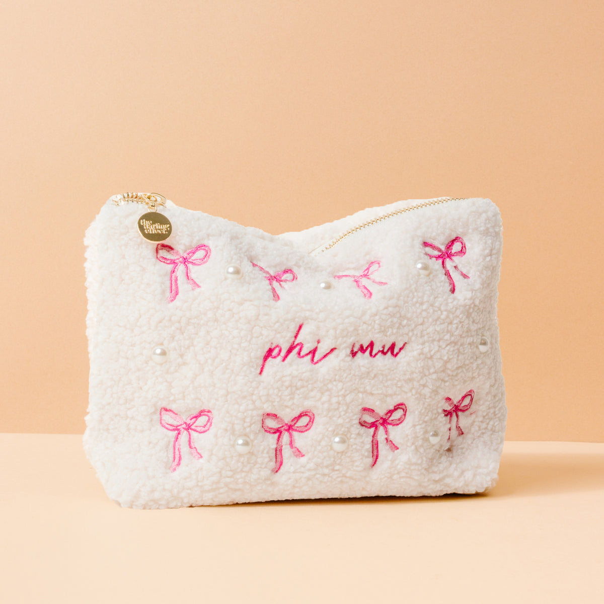 Phi Mu Bows & Pearls Teddy Pouch