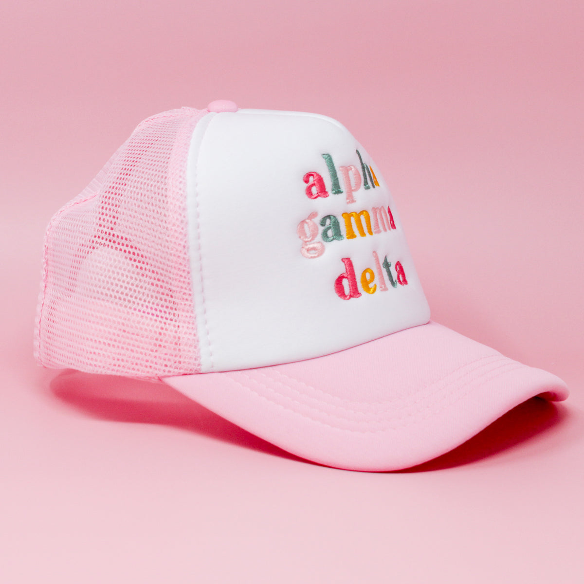 Alpha Gamma Delta Pink Trucker Hat