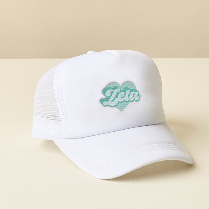 Zeta Tau Alpha White Trucker Hat