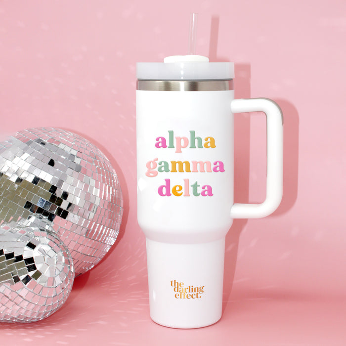 Alpha Gamma Delta 40 oz Take Me Everywhere White Tumbler