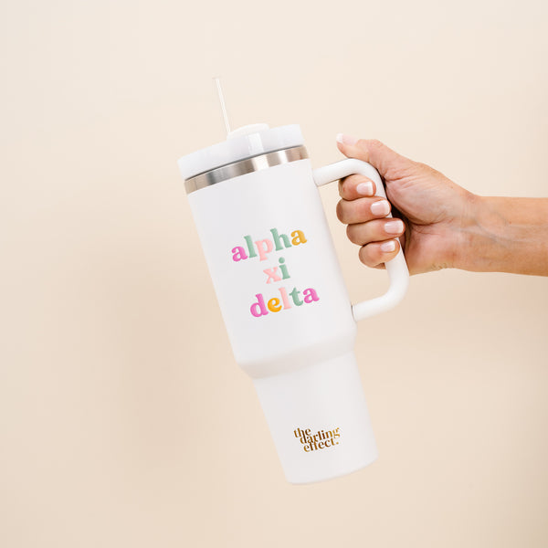 Alpha Xi Delta 40 oz Take Me Everywhere White Tumbler