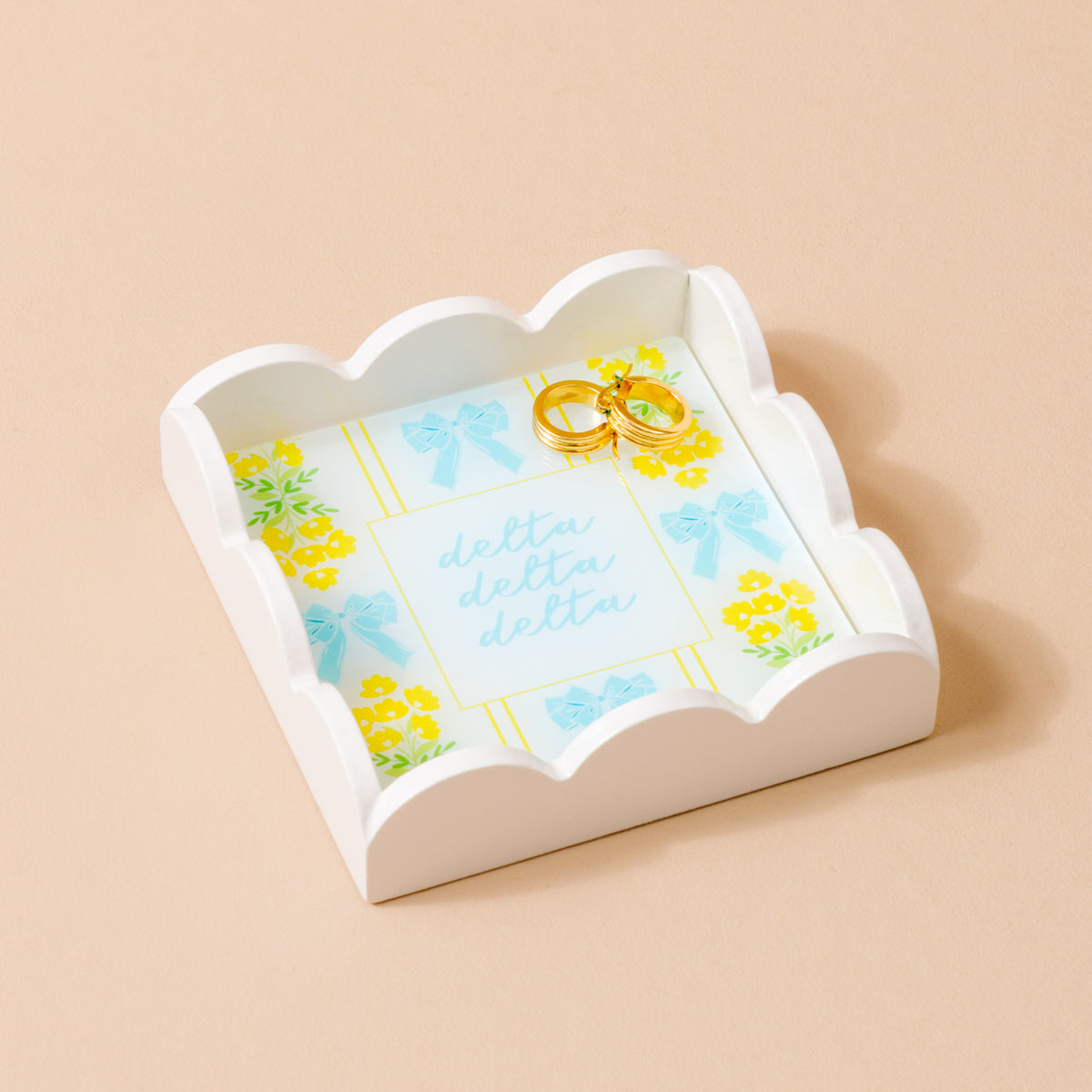Delta Delta Delta Scallop Trinket Tray