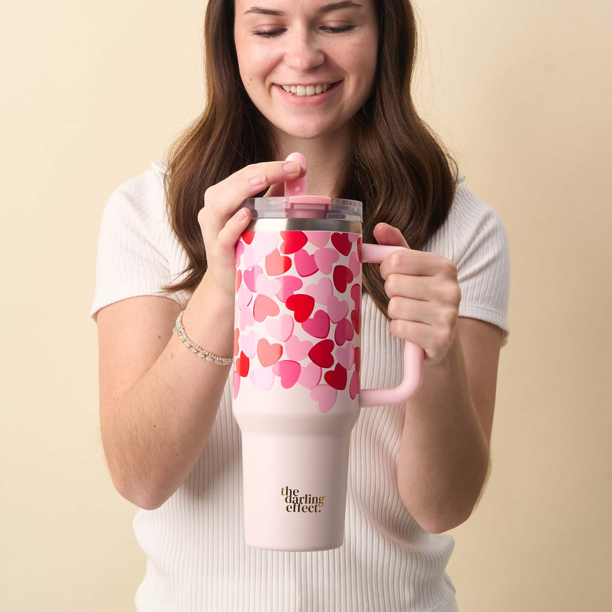 Blushing Hearts 40 oz Lifestyle Flip Straw Tumbler