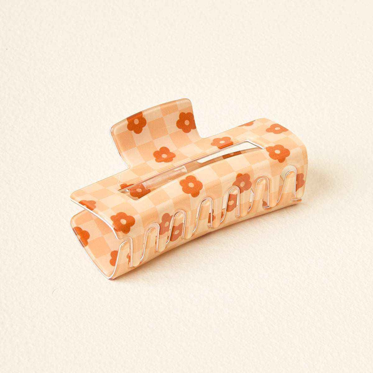 Check Brown Claw Clip