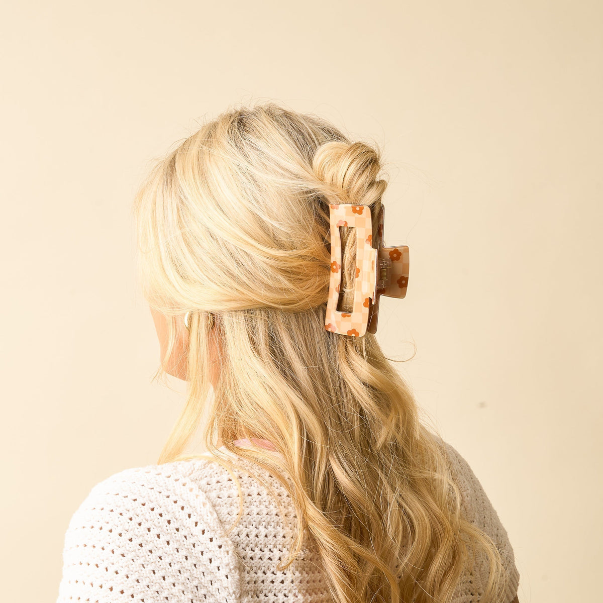 Check Brown Claw Clip