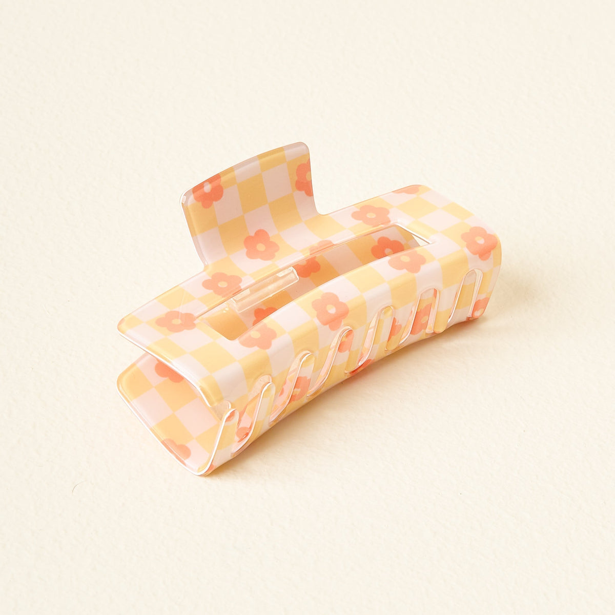 Check Peach Claw Clip