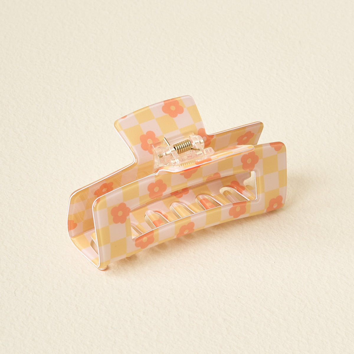 Check Peach Claw Clip