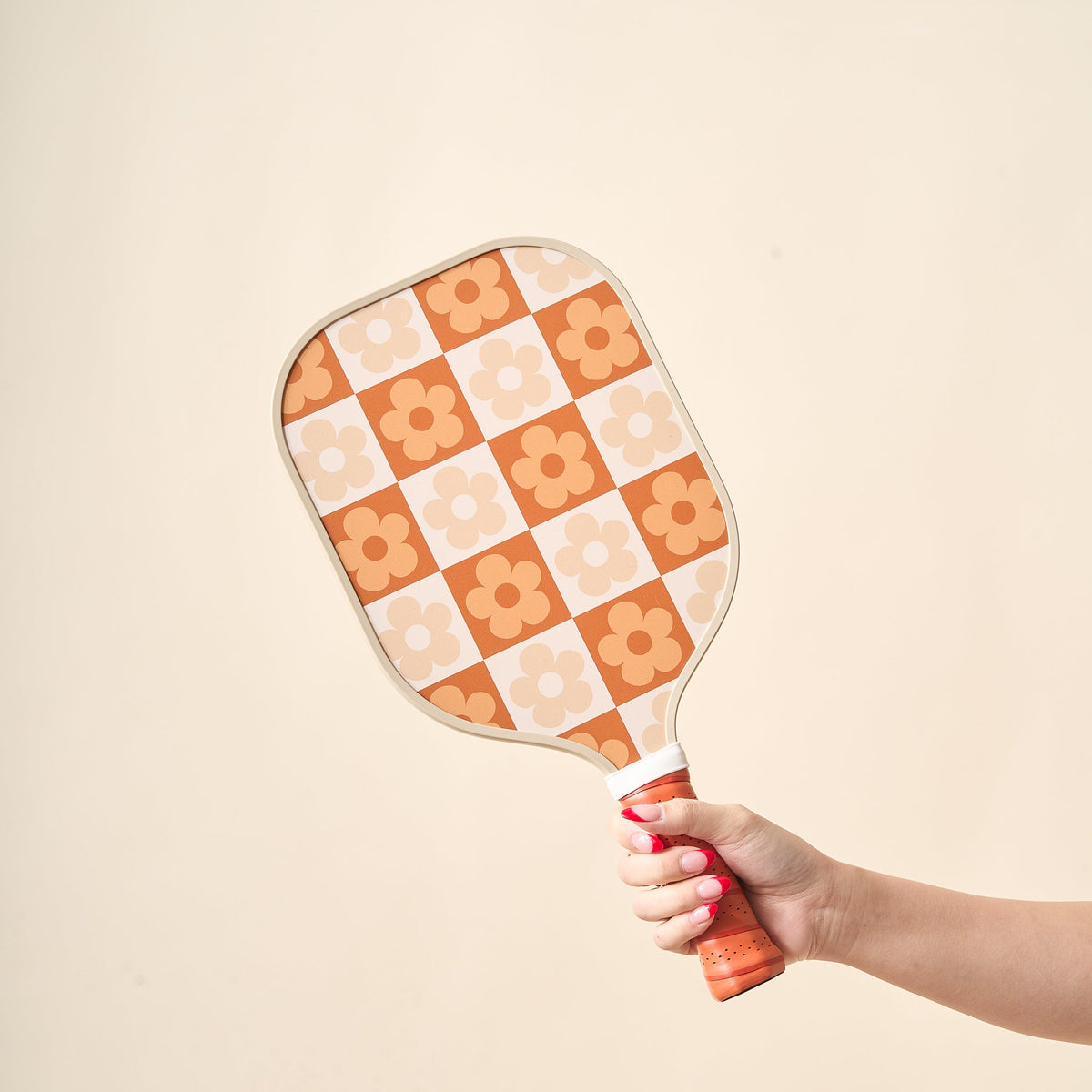 Flower Check Brown Pickleball Paddle