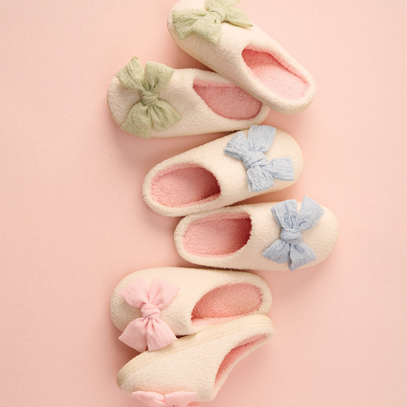 Betty Bow Light Blue Fuzzy Slippers