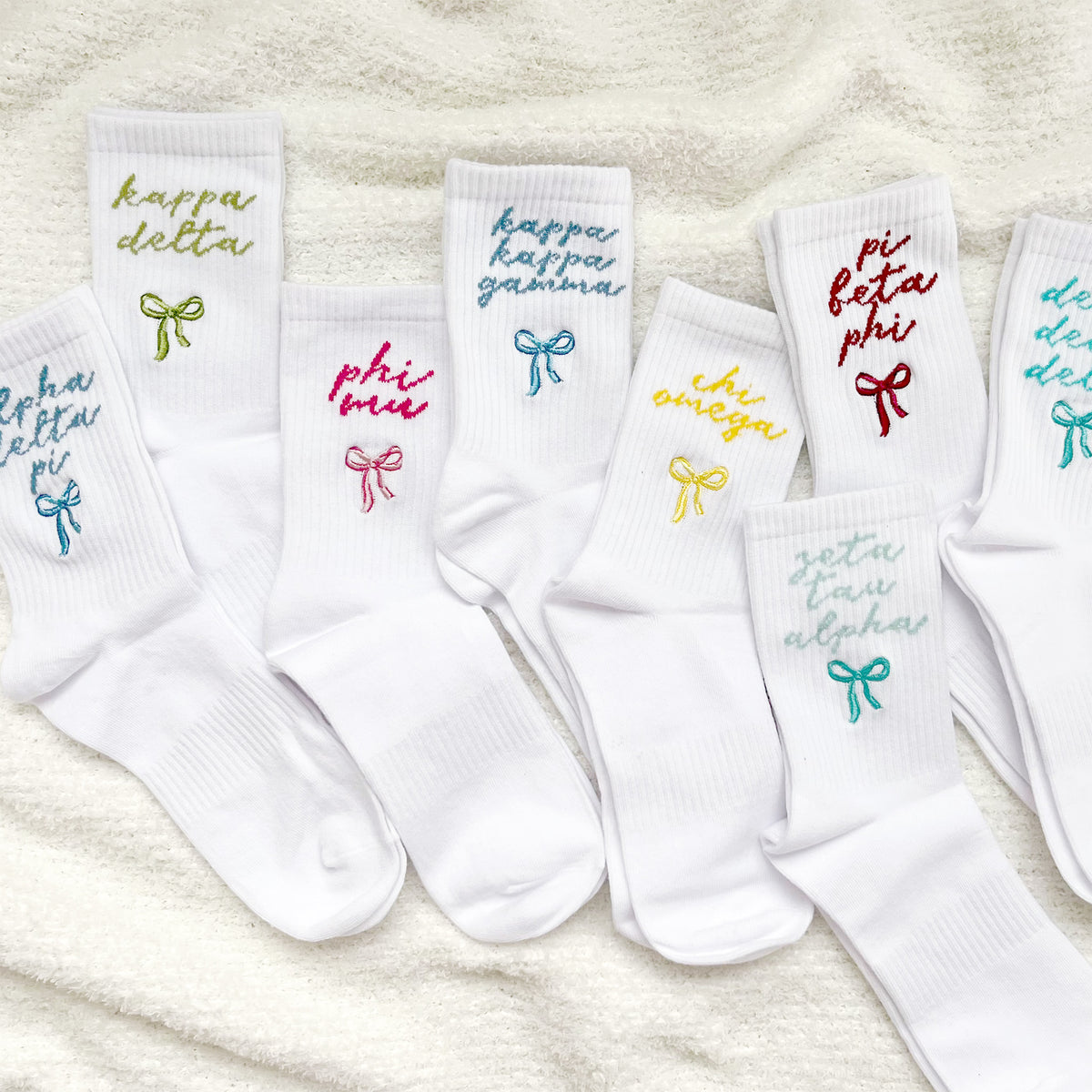 Alpha Phi Embroidered Crew Socks