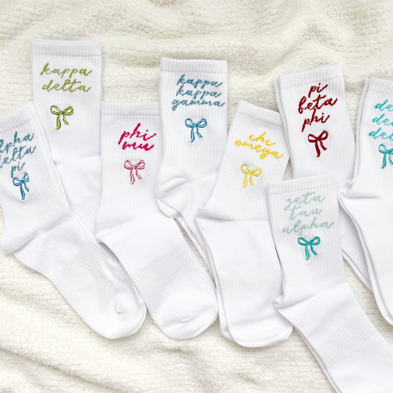 Alpha Phi Embroidered Crew Socks