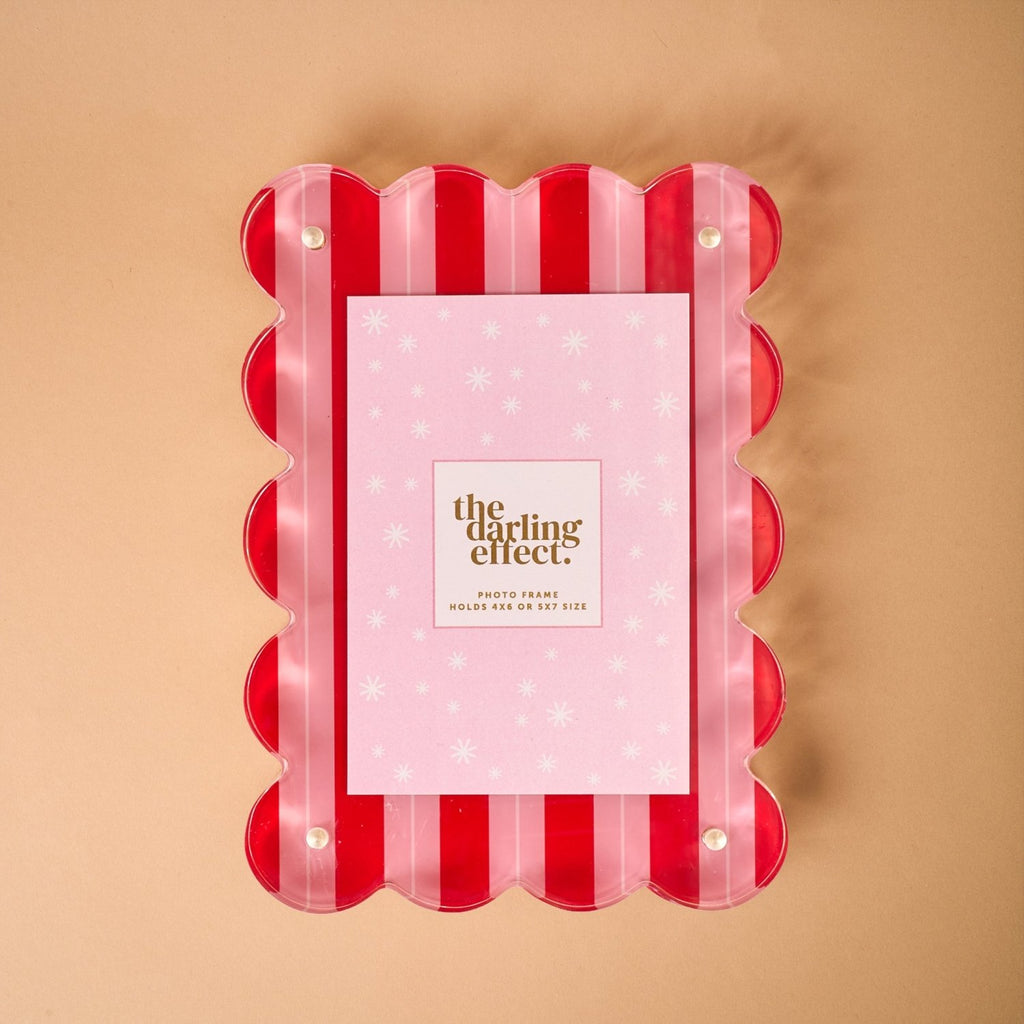Peppermint Stripes Rectangle Scalloped Acrylic Frame – The Darling Effect
