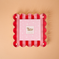Peppermint Stripes Square Scalloped Acrylic Picture Frame