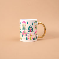 Pink Pine Village 11 oz Cozy Cute Ceramic Mug