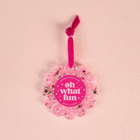 Confetti Pink Scalloped Round Picture Frame Ornament