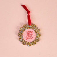 Gold Glitter Scalloped Round Picture Frame Ornament