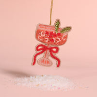 Cranberry Cosmo Handcrafted Beaded Ornament