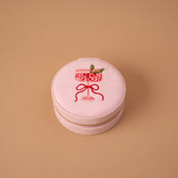 Cranberry Cosmo Round Velvet Jewelry Case