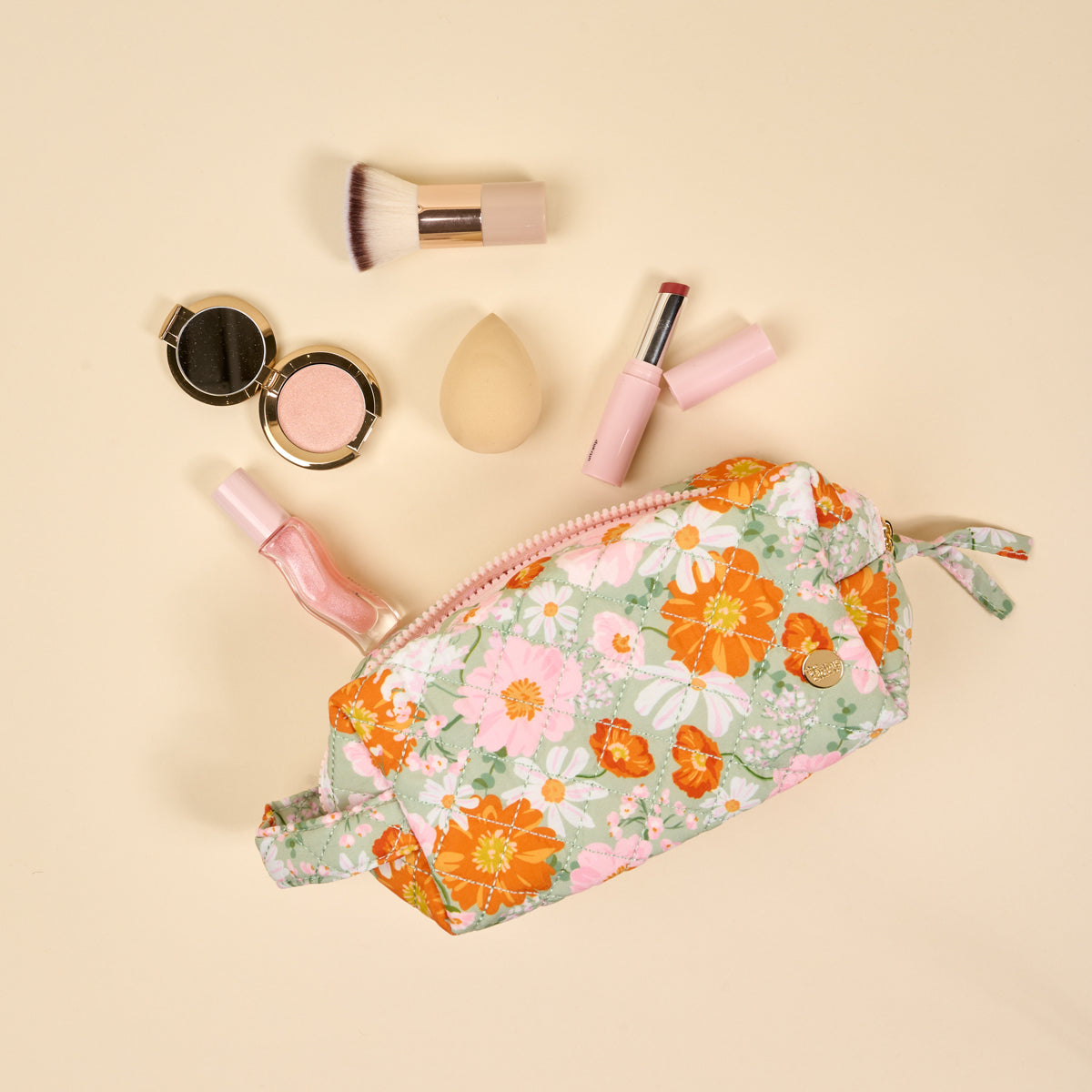 Bouquet Beauty Sage Essentials Quilted Cosmetic Pouch