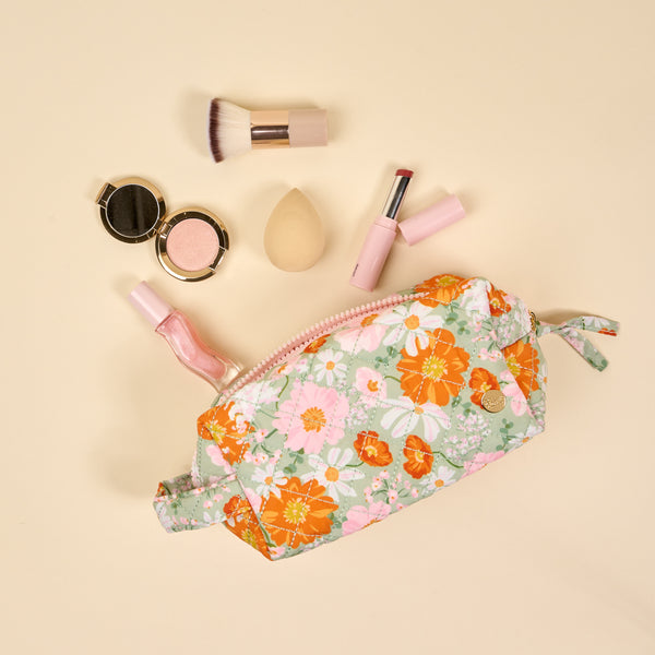 Bouquet Beauty Sage Essentials Quilted Cosmetic Pouch