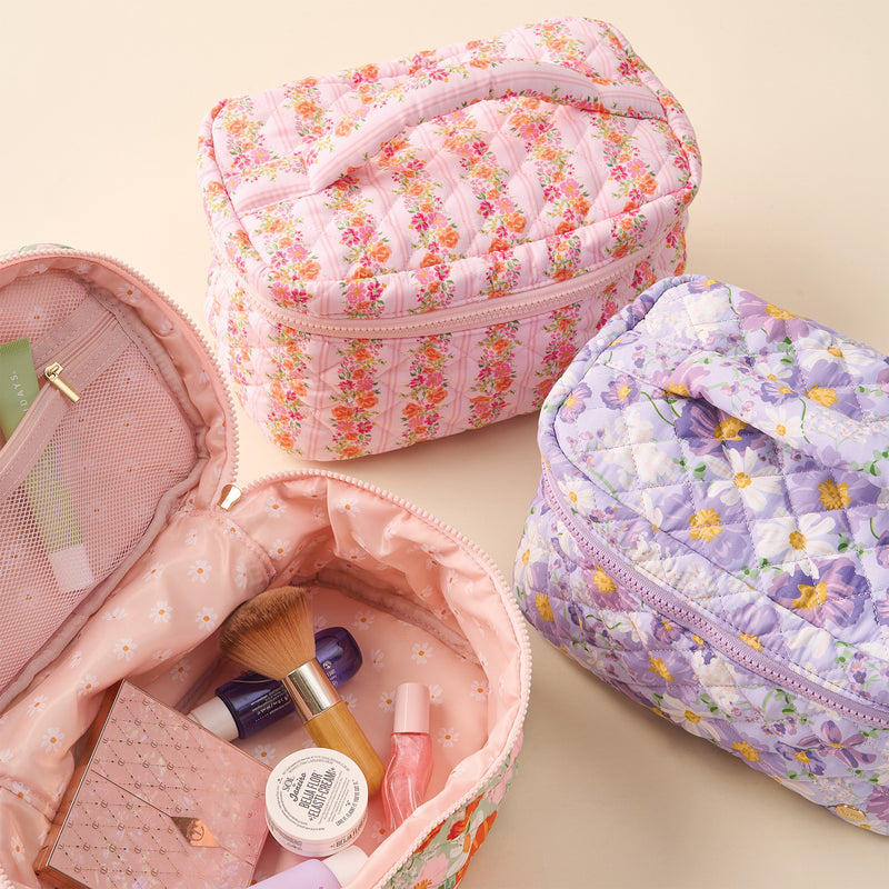 Petal Parade Pink Glam & Go Quilted Cosmetic Bag