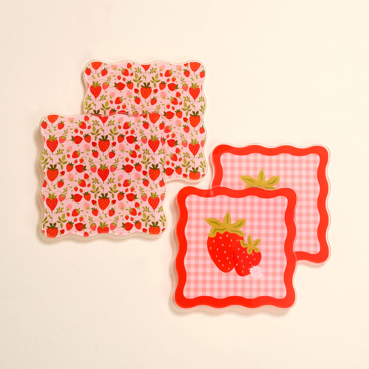 Strawberry Fields Table Talk Acrylic Coaster Set