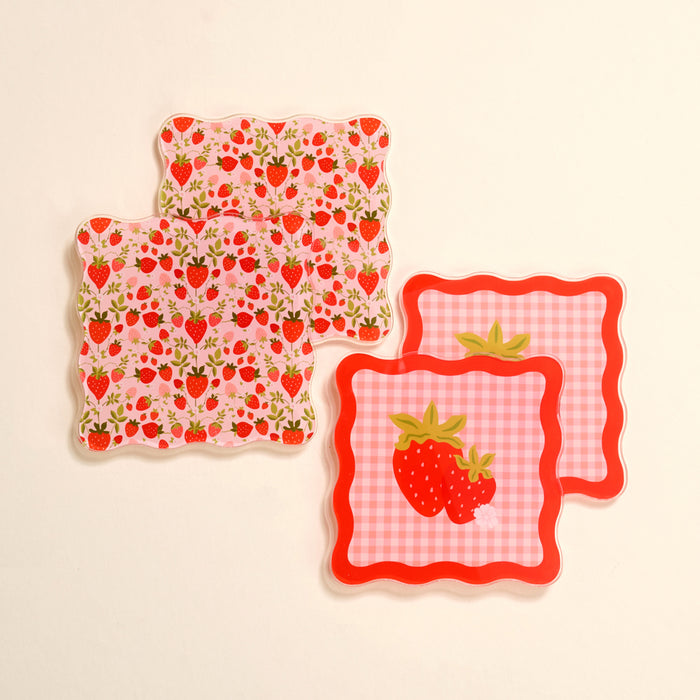 Strawberry Fields Table Talk Acrylic Coaster Set